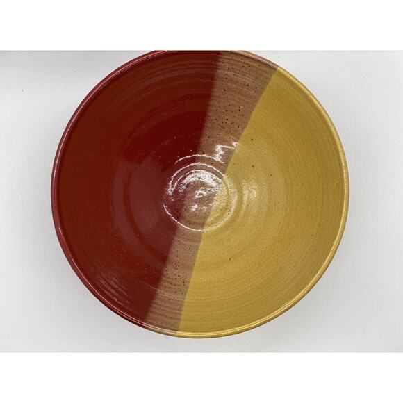 Studio Art Pottery Bowl Artist Signed Ombré Design w Yellow/Red and Brown. - Picture 8 of 11